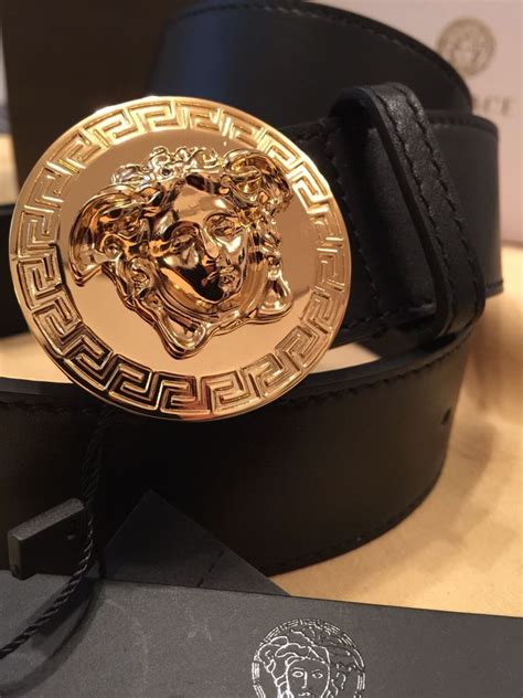 versace black goldbuckle|Men's Designer and Luxury Belts .